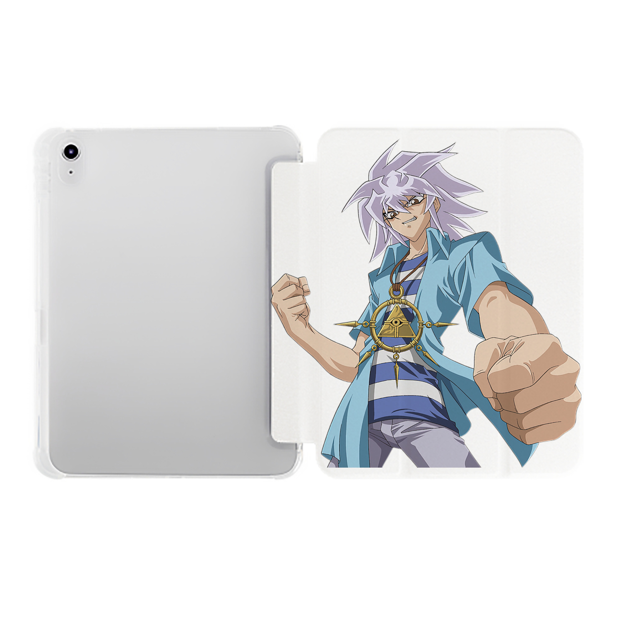 （画像用） 遊☆戯☆王 Yu-Gi-Oh! IPad ケース ペン収納付き 三つ折りスタンド PUレザー×シリコン 対応機種9.5/10.5/10.9インチ